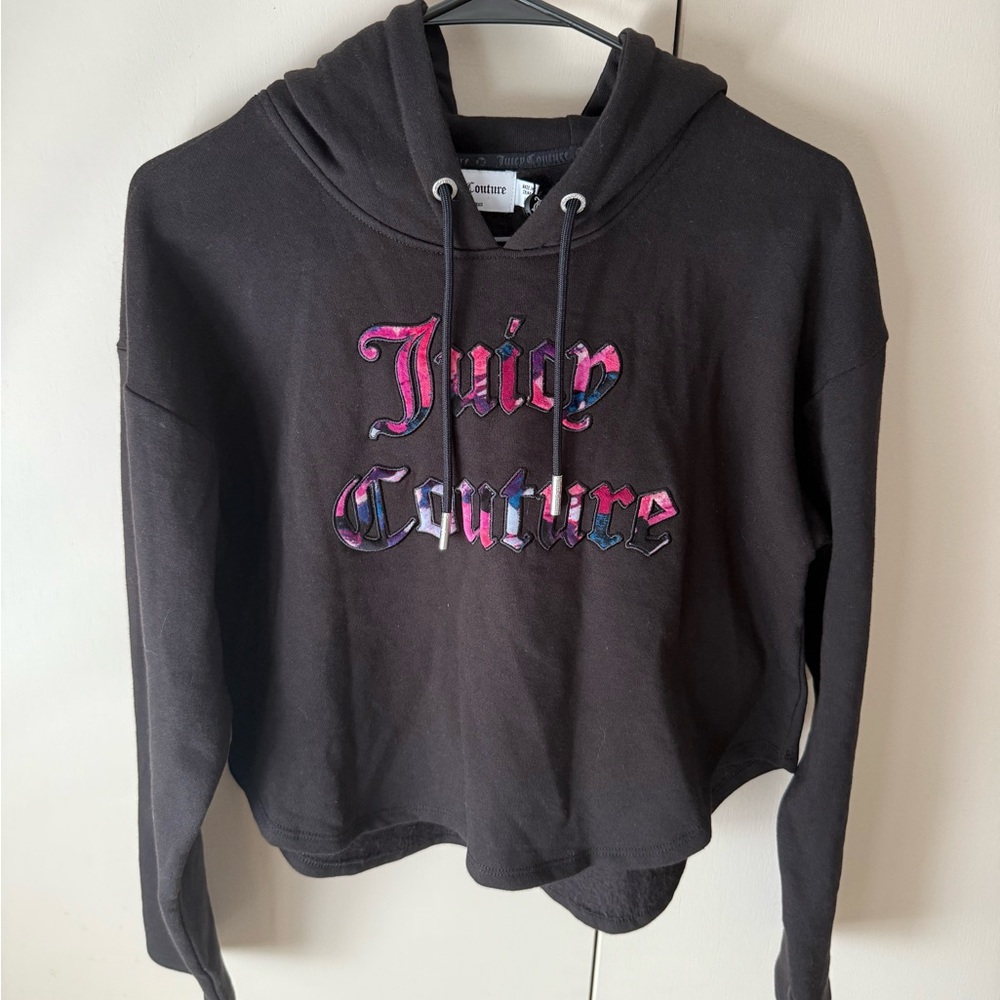 Juicy Couture Black Hoodie with Pink and Blue Logo